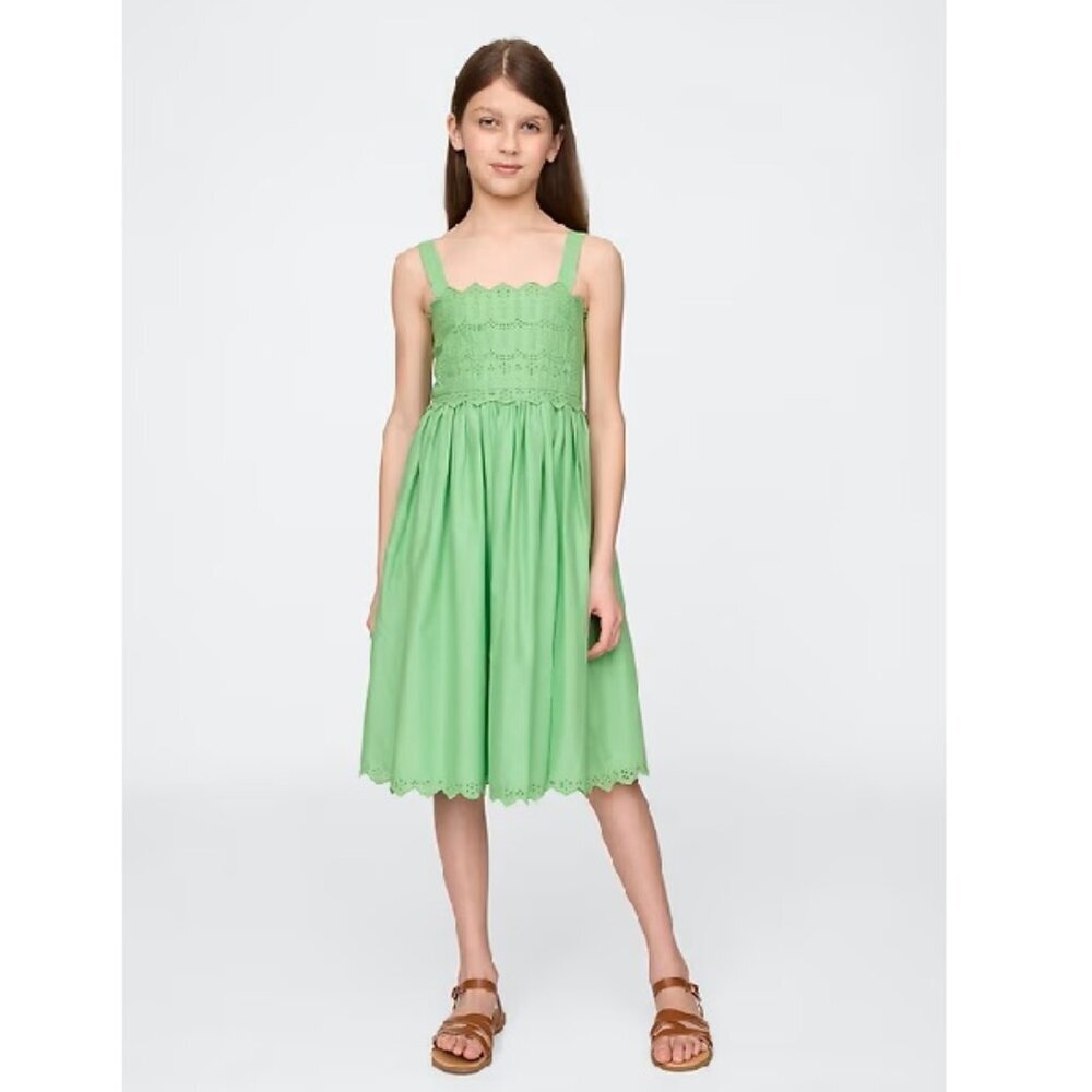 NWOT‎ GAP Mint Green Eyelet Kids Embroidered Midi Dress XXL (14-16)